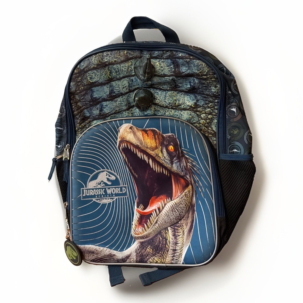 Jurassic World Rebirth Dinosaur 17" Backpack Book Bag 3D Raised Relief w Spikes